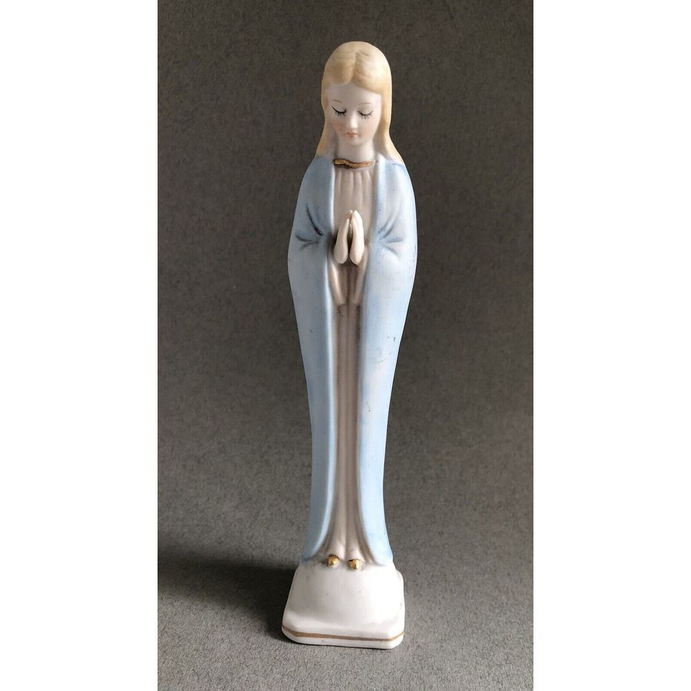 Vintage Napco Bisque Pastel 7" Praying Madonna Virgin Mary Statue #FR 4174